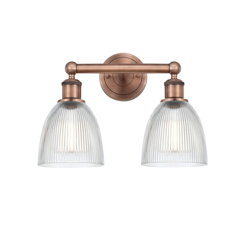 Éclairage pour meuble-lavabo à 2 lumières 15 pouces Philomene, Transparent, Cuivre antique