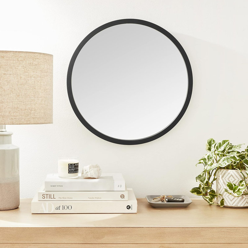 Miroir mural rond de 18 pouces avec cadre en caoutchouc