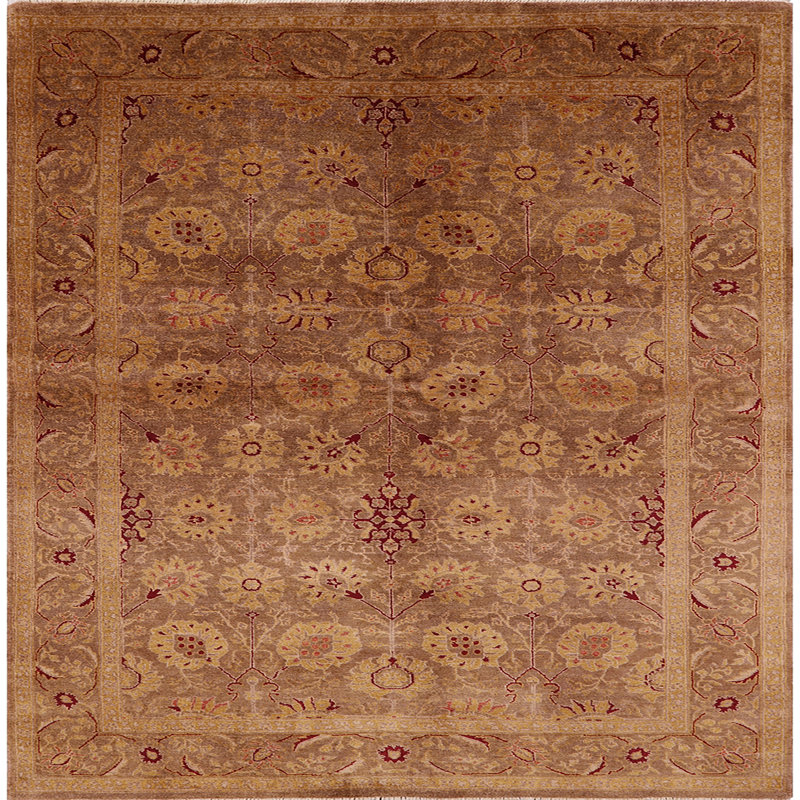 Tapis oriental brun Hovhan, Carré 6 pi
