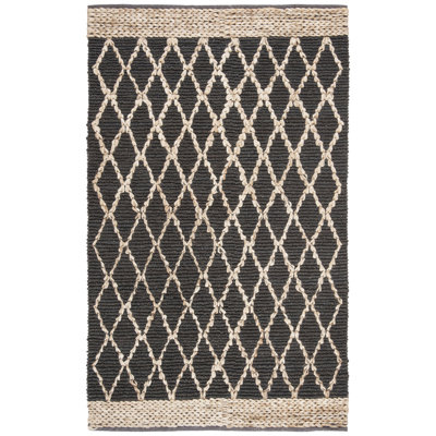 Alderson Natural Fiber Hand Loomed Jute/Cotton Geometric Rug in Charcoal
