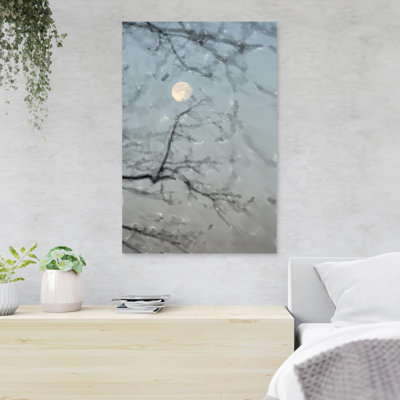 Pleine lune sur arbres nus 5 - 1 pièce, impression sur toile tendue