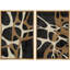 «Formes abstraites biologiques beige et brun sur fond gris foncé», 2 pièces sur toile-99016271-99016270