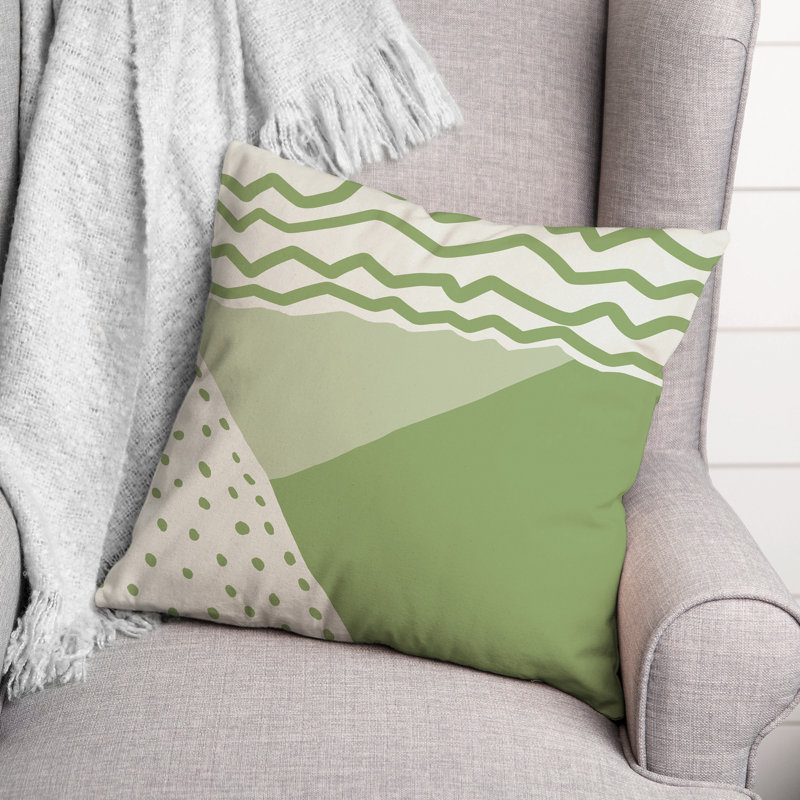 Geometric Outdoor Reversible Throw Pillow, Green