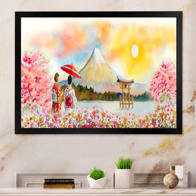 Célèbre points de repère du Japon - reproduction sur toile avec cadre flottant