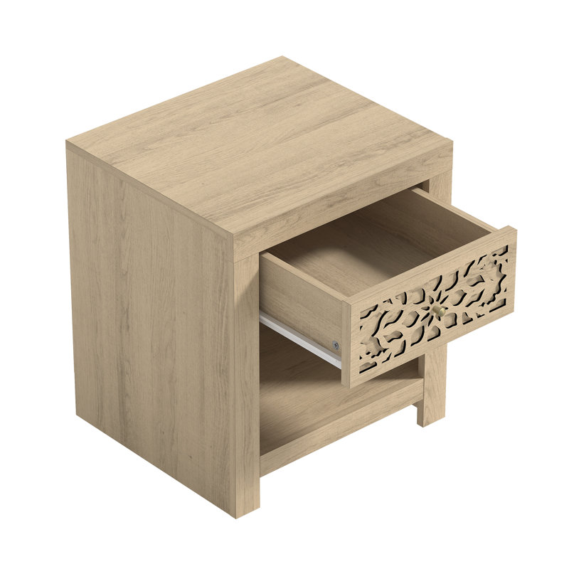 Lukasik 1 Drawer Nightstand, Oslo Oak