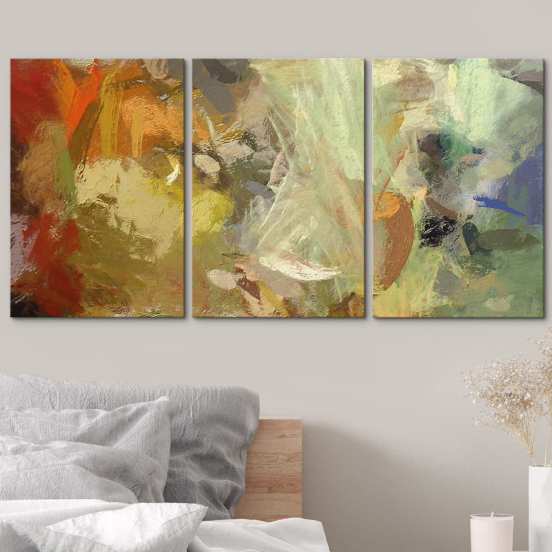 Vert, gris, jaune, peinture, tache, affichage, formes abstraites, illustrations, art moderne, bohème, coloré, Toile tendue