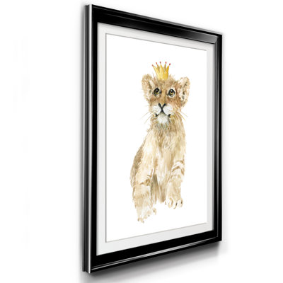 Savannah Lion Cub - Reproduction d'art sur papier encadrée