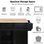 Îlot de cuisine avec rangement et armoire en métal - porte roulante noire à 5 roulettes-121108499
