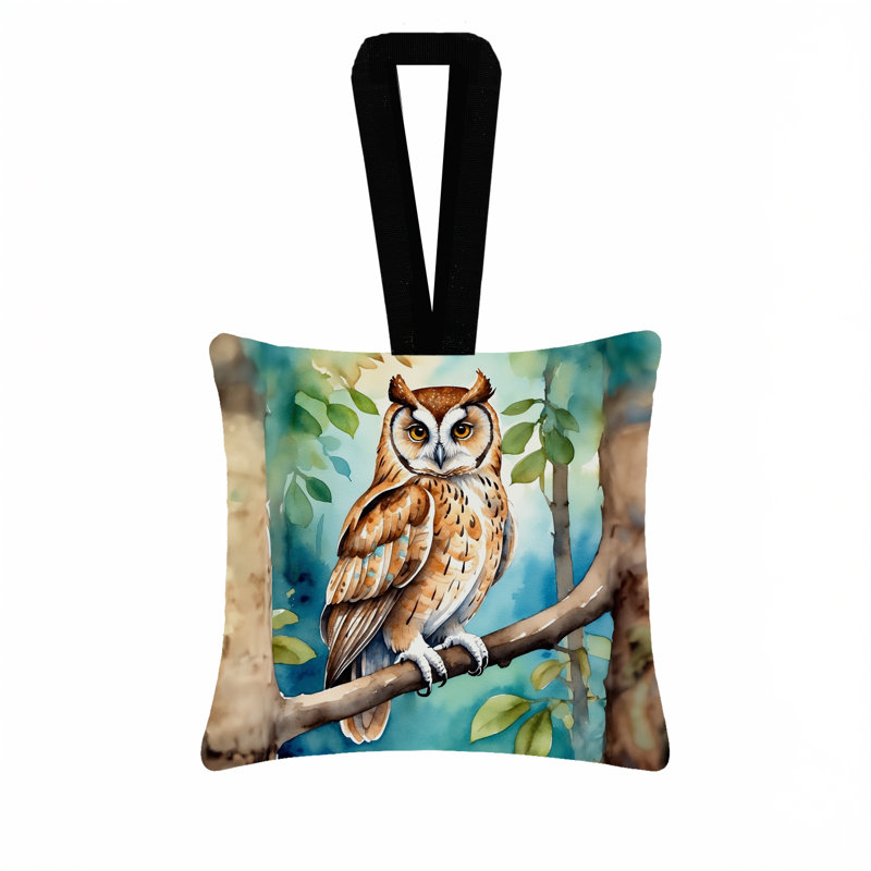 Ornement suspendu en tissu oriental 3,5 x 3,5 Oriental Bay Owl, Owl - Oriental Bay Owl 7454