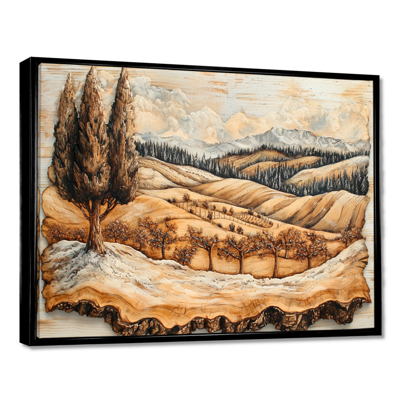 Dalke - vignoble, art mural, H 30 po x l 40 po, Impression encadrée flottante, Noir
