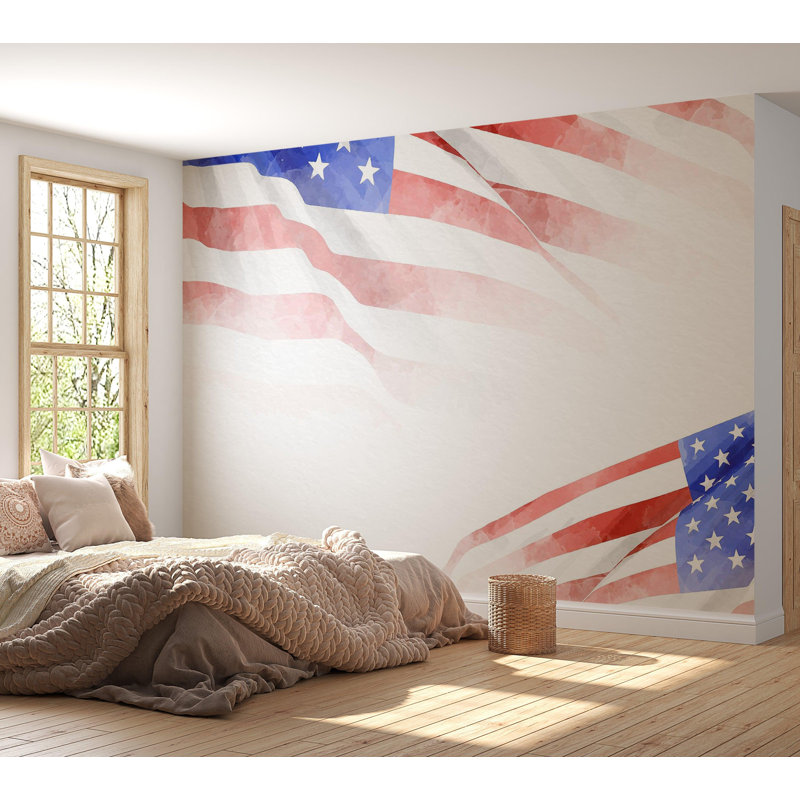 Papier peint de qualité supérieure - Aquarelle drapeau américain, L 120 po x l 180 po