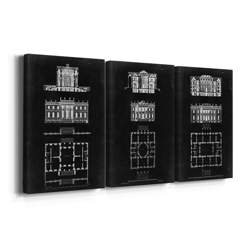 Graphic Design & Plan IV - Toile tendue avec châssis sur mesure - 3 pièces, H 60 po x l 120 po