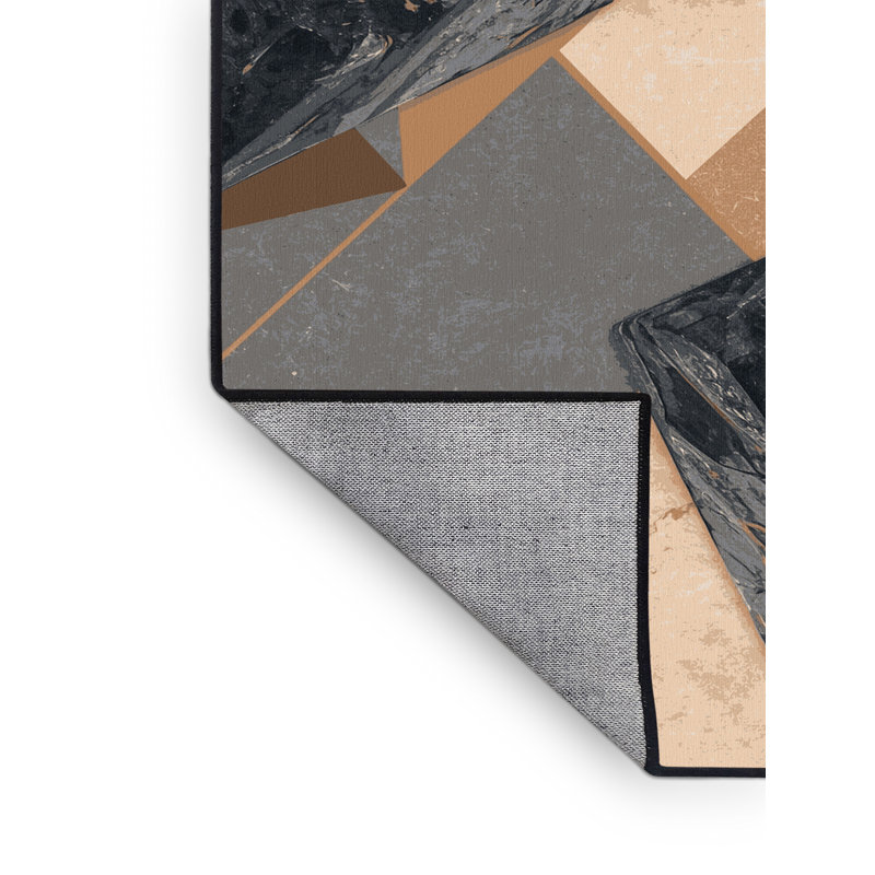 Machine Washable Carlstadt Modern Rustic Geometric Rug in Black – Black Binding, 4x6
