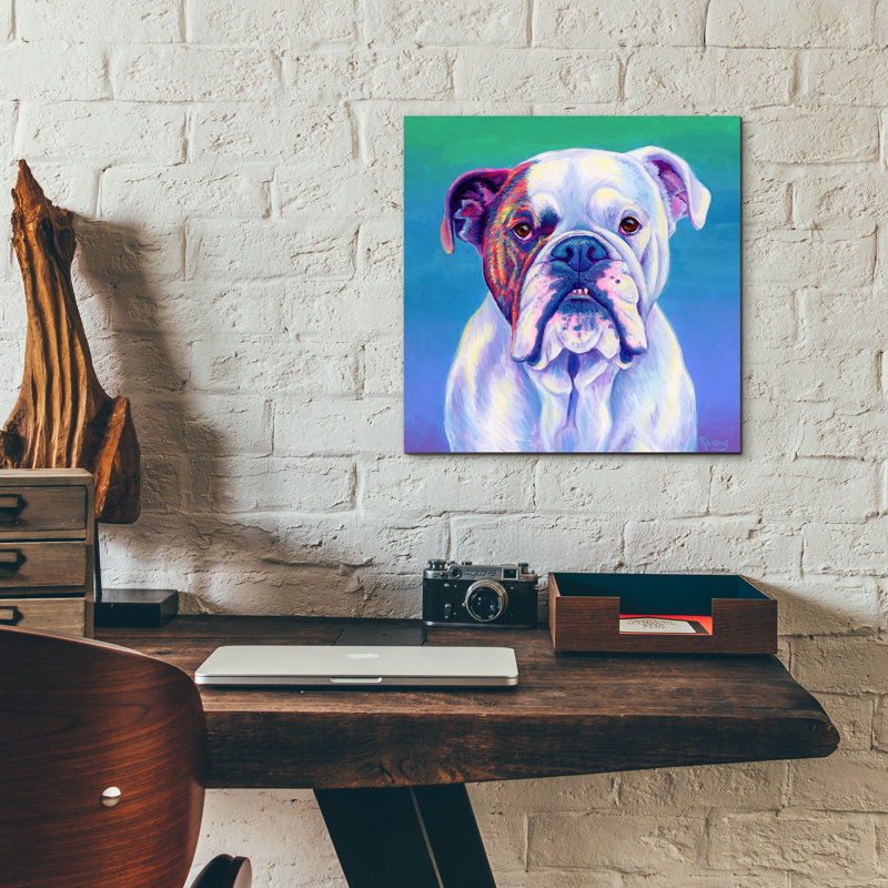 «Cute English Bulldog» par Rebecca Wang Art, H 12 po x l 12 po x P 0,13 po