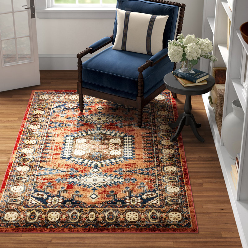 Vern Oriental Area Rug, Rectangle 4'1" x 6'1", Terracotta