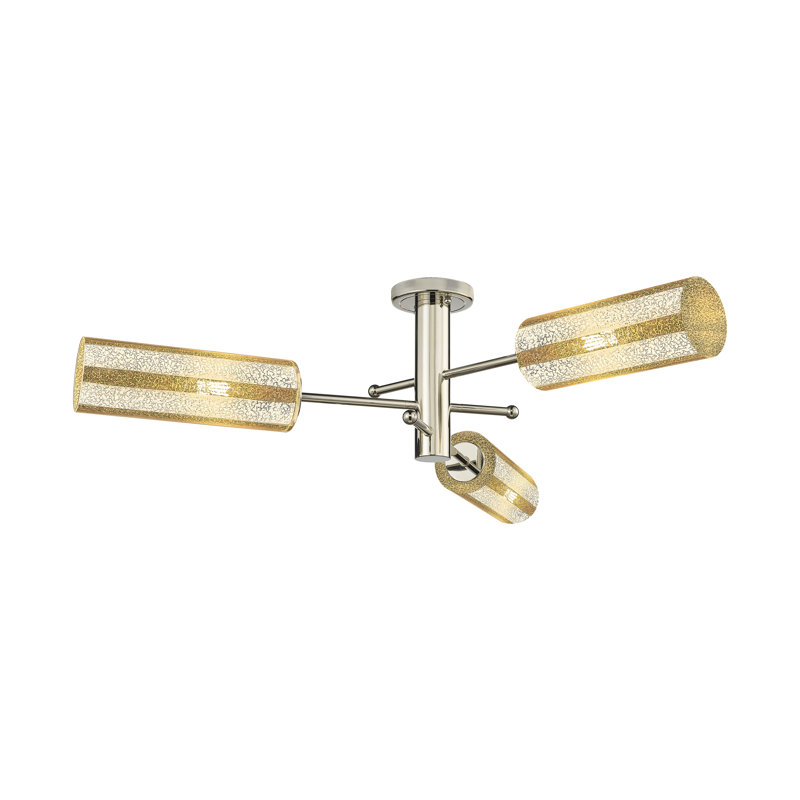 Plafonnier encastré 3 lumières Crown Point, H 10,13 po x l 39,25 po x P 39,25 po, Nickel poli, Mercure