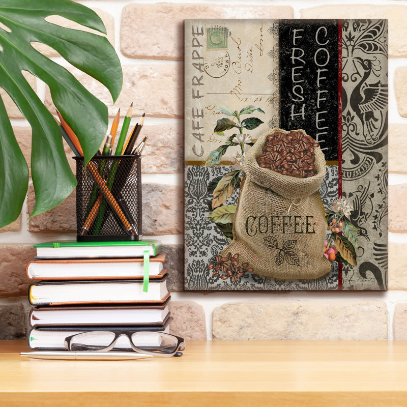  «Coffee Art D» par Jean Plout, art mural sur toile, 12 po x 16 po, 12"x16"
