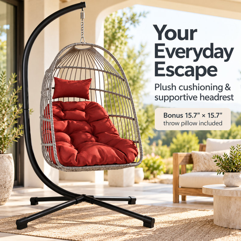 Fauteuil à œufs pliable en osier Albie, Red