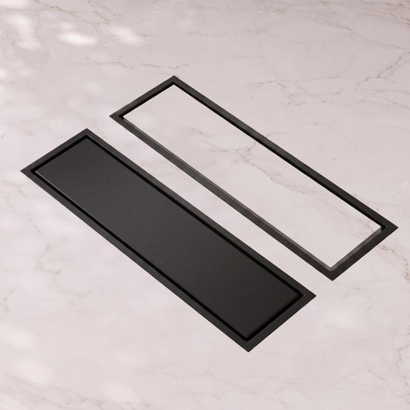 12" Linear Grid Shower Drain, Matte Black