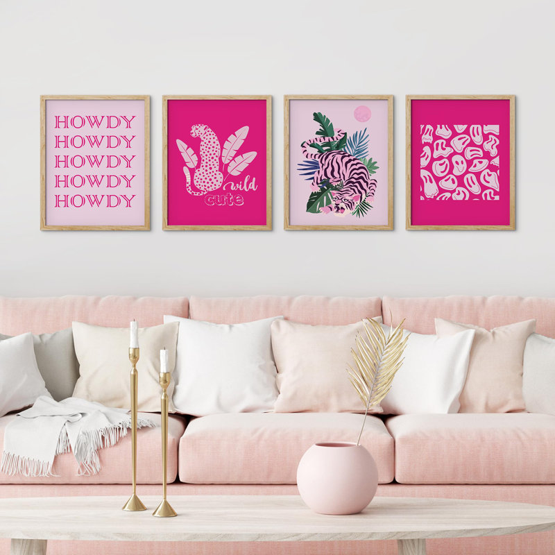 Howdy Pink Tiger Collages Shapes, H 16 po x l 12 po, Naturel