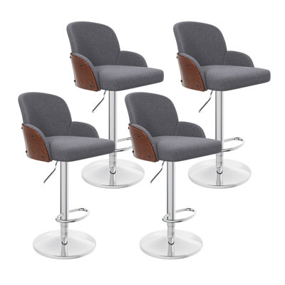 Bar Stools Set Of 4, Upholstered Swivel Barstools, Adjustable Counter Height With Armrest -  Corrigan StudioÂ®, 6C540FF06A2D439A9A1BC6E661C873FC