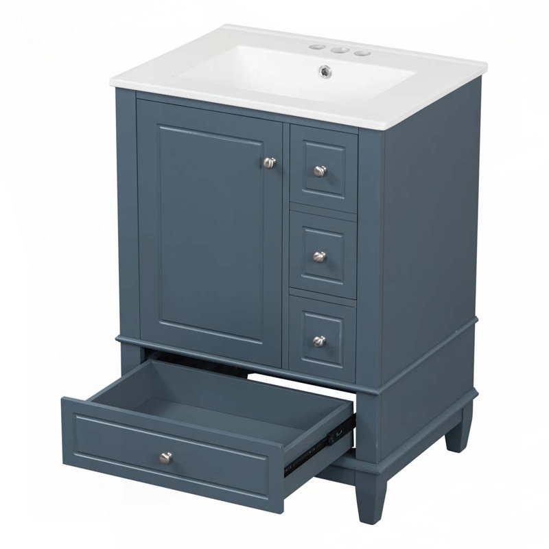 Meuble-lavabo 24 po avec lavabo en céramique, Bleu gris