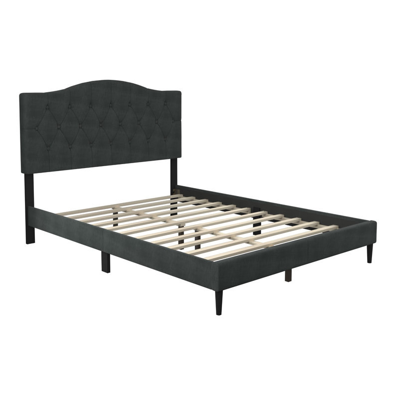 Arnette Upholstered Platform Bed, Queen, Charcoal Gray