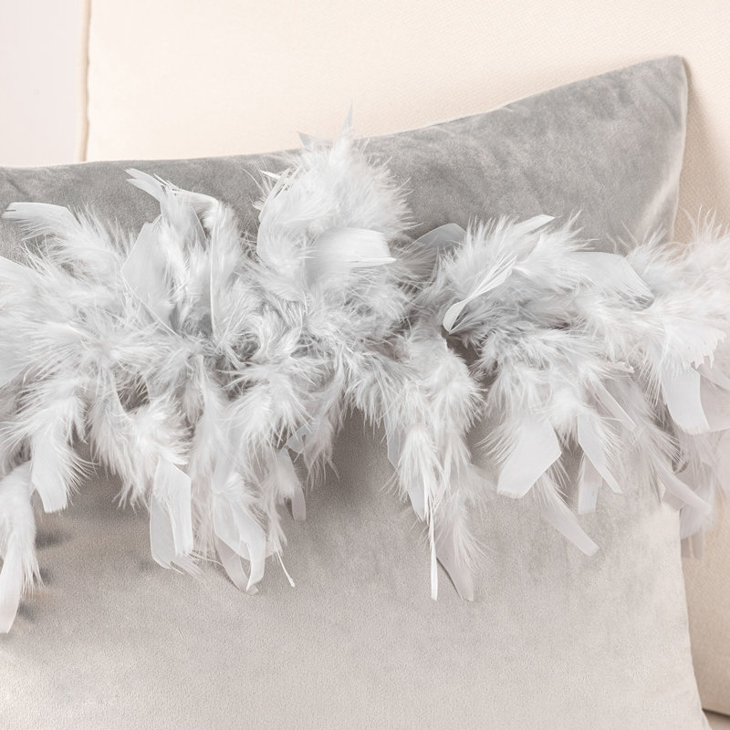 Coussin décoratif en plumes, H 18 po x l 18 po, Gris clair, Pillow Cover & Insert