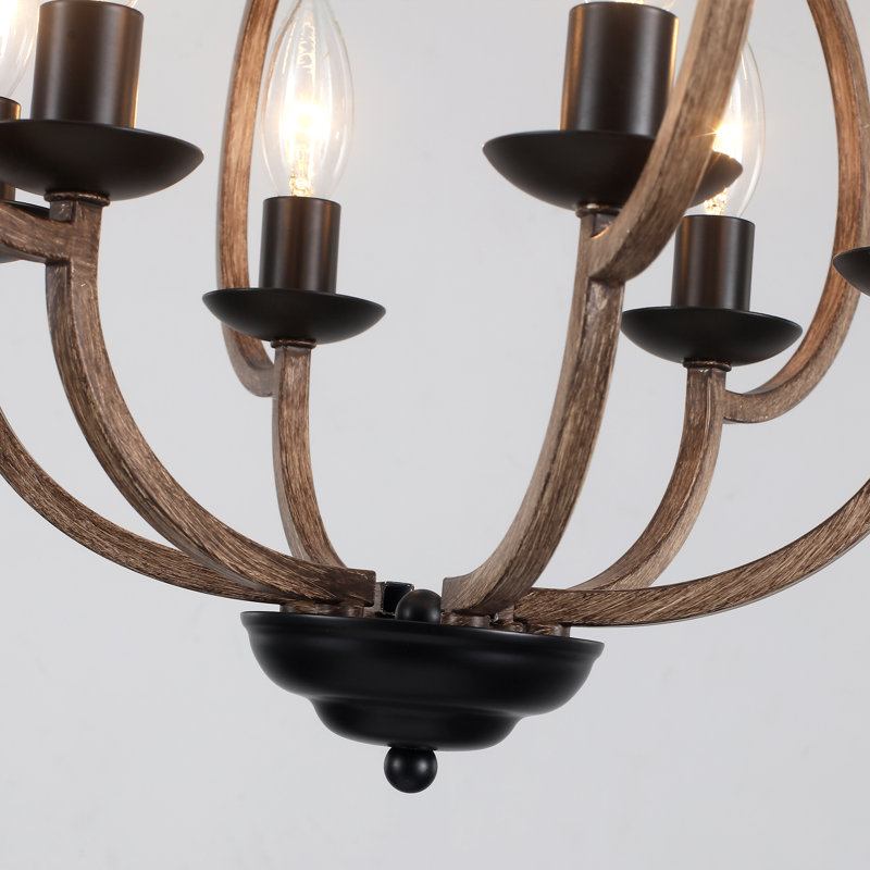 Lustre style campagnard 6 lumières, Noir