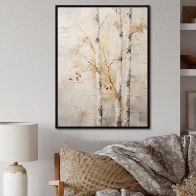 Arbre de minimalisme beige sur fond de bouleau