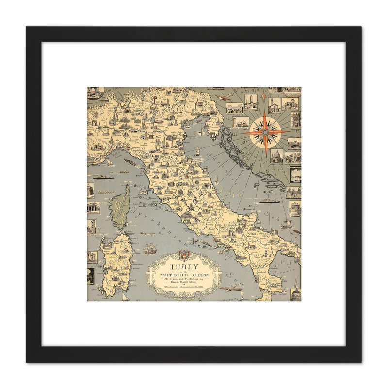 1935 Ernest Dudley Chase Map Italy With Vatican City - Single Picture Frame Painting