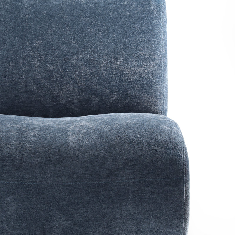 Caleb Swivel Upholstered Accent Chair with Removable Back Cushion, Navy Chenille/Foam Padding