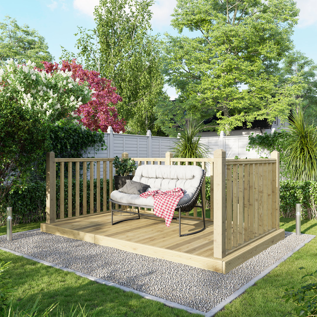 Powersheds Timber Pressure Treated Decking Kit - Handrails on Three Sides