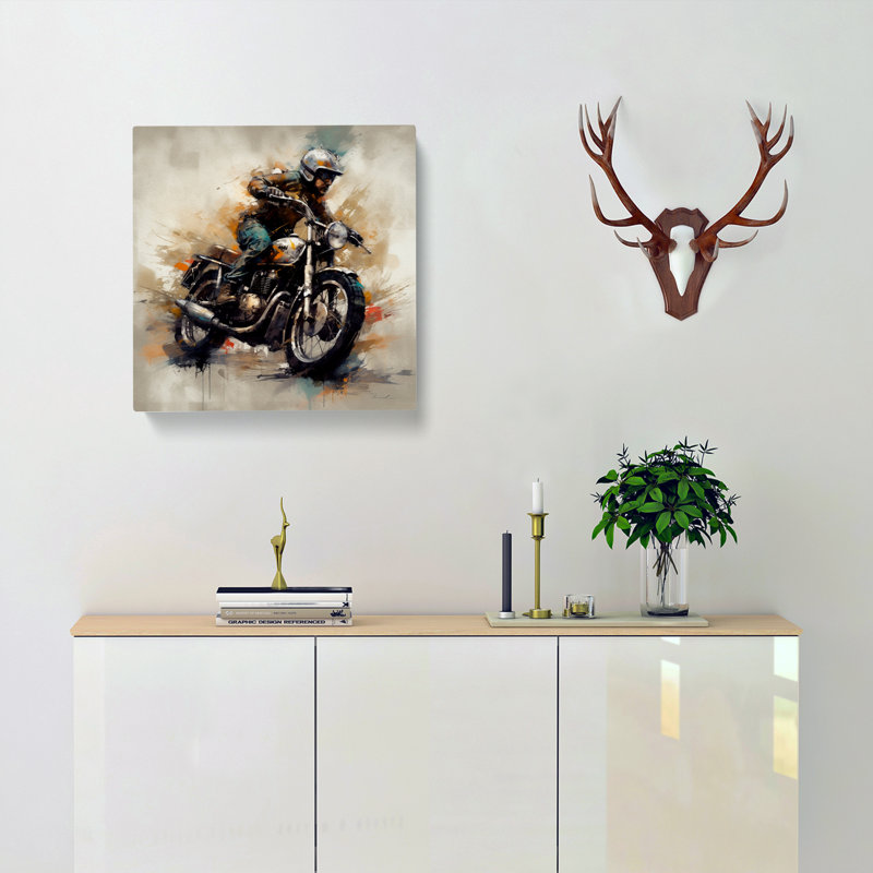 Motorcycle Gestural Art - Wrapped Canvas, 50cm H x 50cm W