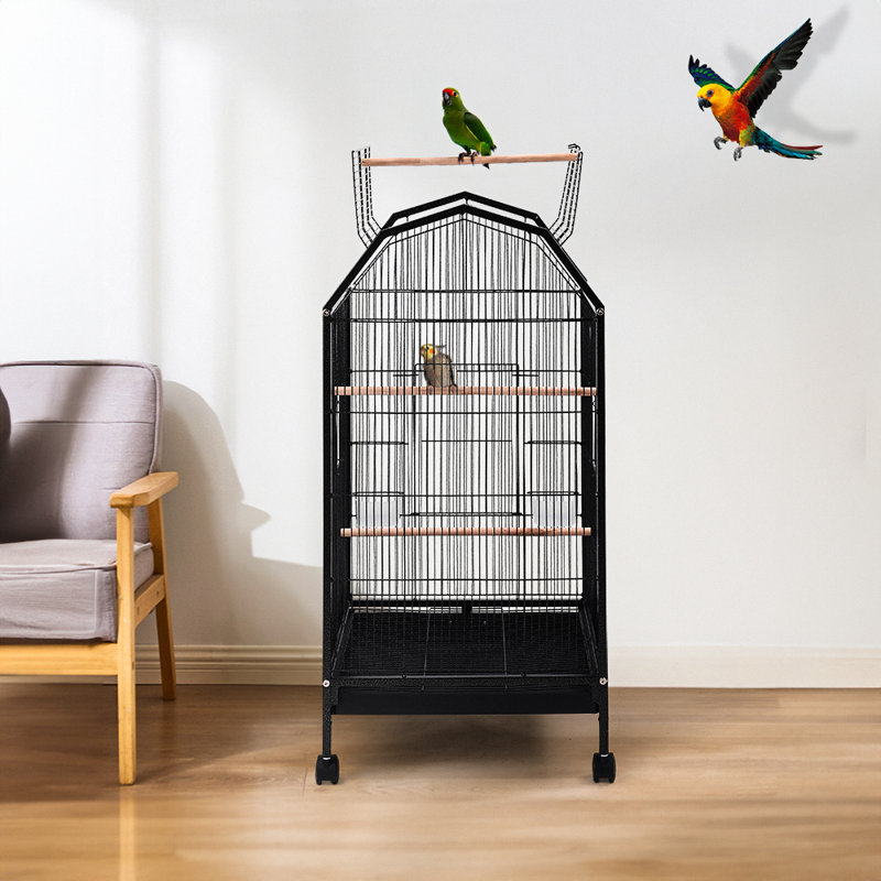 94cm Iron Dome Top Floor Bird Cage with Wheels
