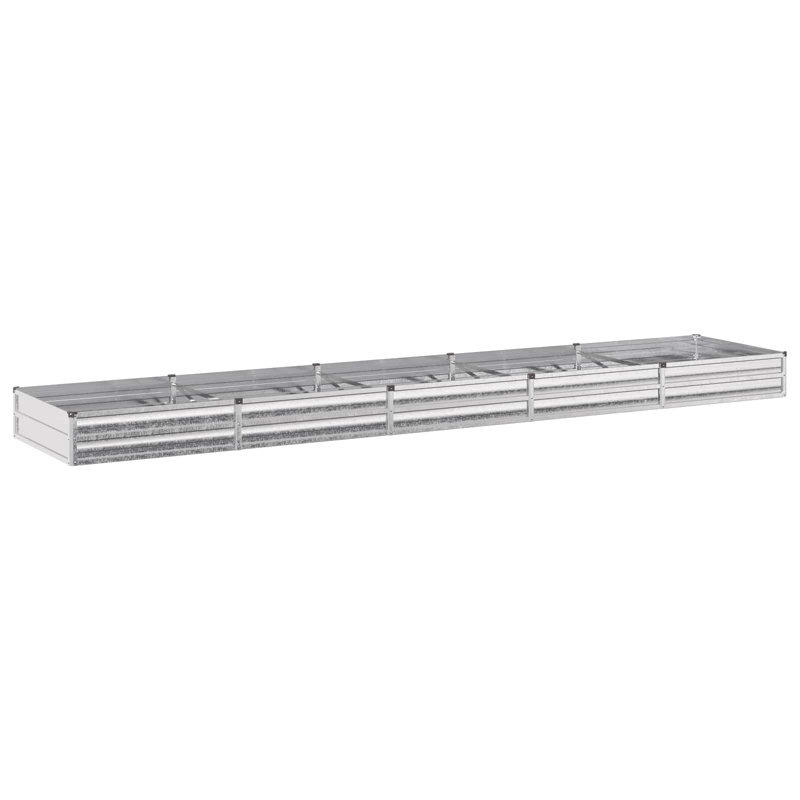 Raised Garden Bed, 24cm H x 400cm W x 80cm D, Silver