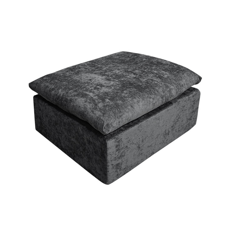 Paros Chenille Ottoman, Compressed Boneless Ottoman, White, White