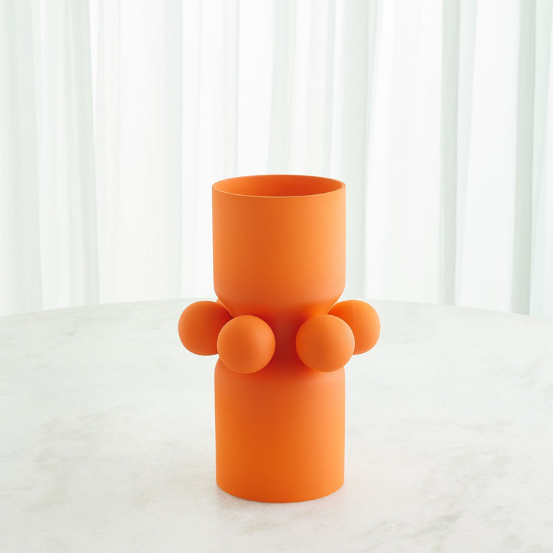 Vase de table en céramique fabriqué à la main Hera, Orange, H 14 po x l 9 po x P 9 po