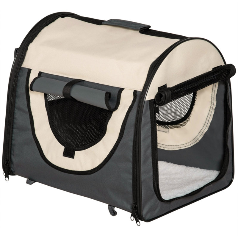 Steel Collapsible Soft-Sided Crate with 1 Door, Grey, 41cm H x 46cm W x 36cm D