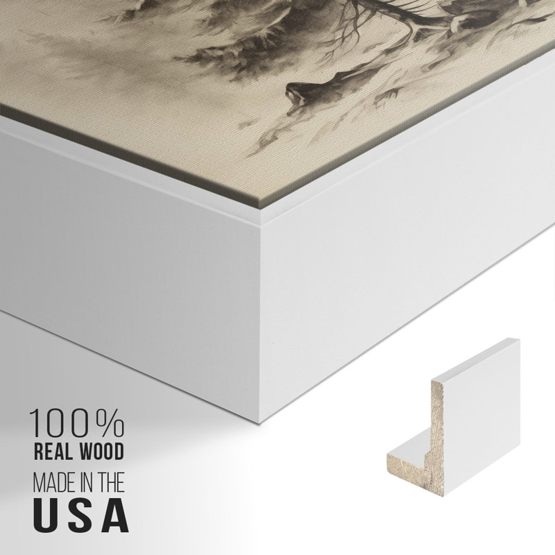 Paysage rétro CLCL, H 37 po x l 25 po, Toile encadrée, Blanc