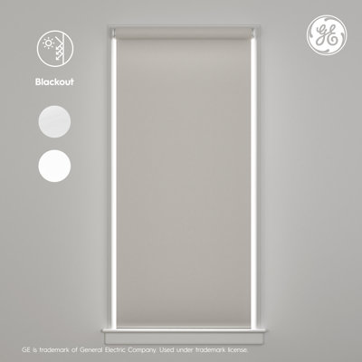GE Smart Shade, Motorized Window Blind with Matter & Remote Control, Black Hardware, Blackout Grey Fabric, Quiet Operation, 30” Width, Adjustable Length, 1 Shade