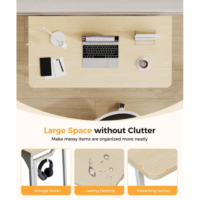 Sturdy Oak Folding Desk For Small Spaces - 31.5" Foldable Writing Computer Desk
