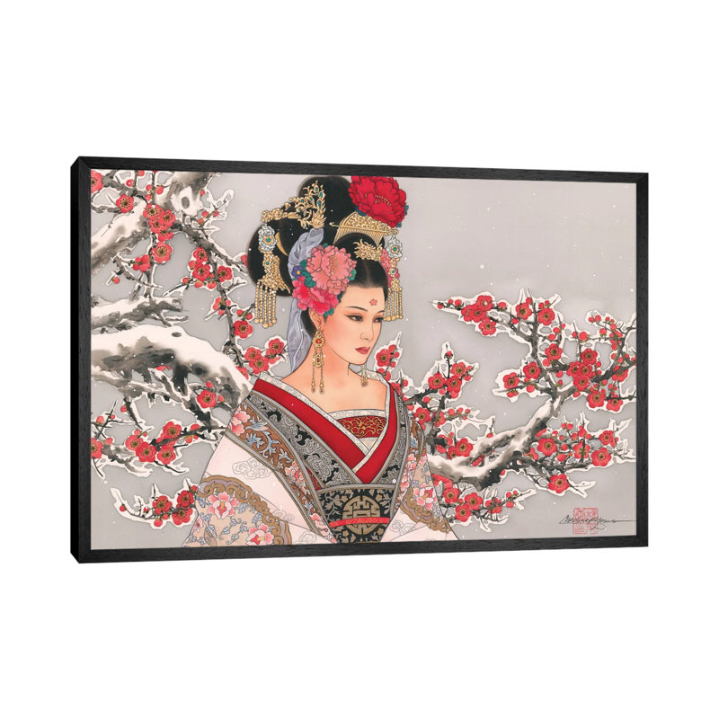 Blossoms In The Snow - Painting on Canvas, Black Framed, 101.6 cm H x 66.04 cm W