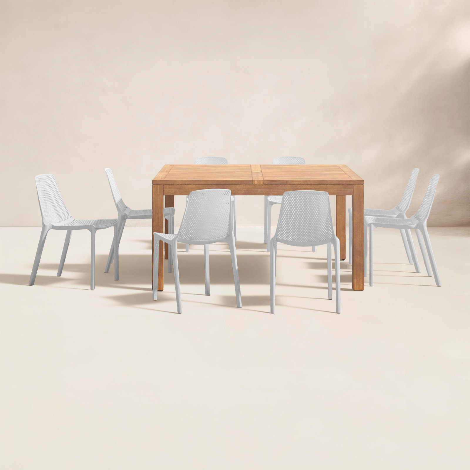 Anautica 59" Teak Patio Dining Set, White