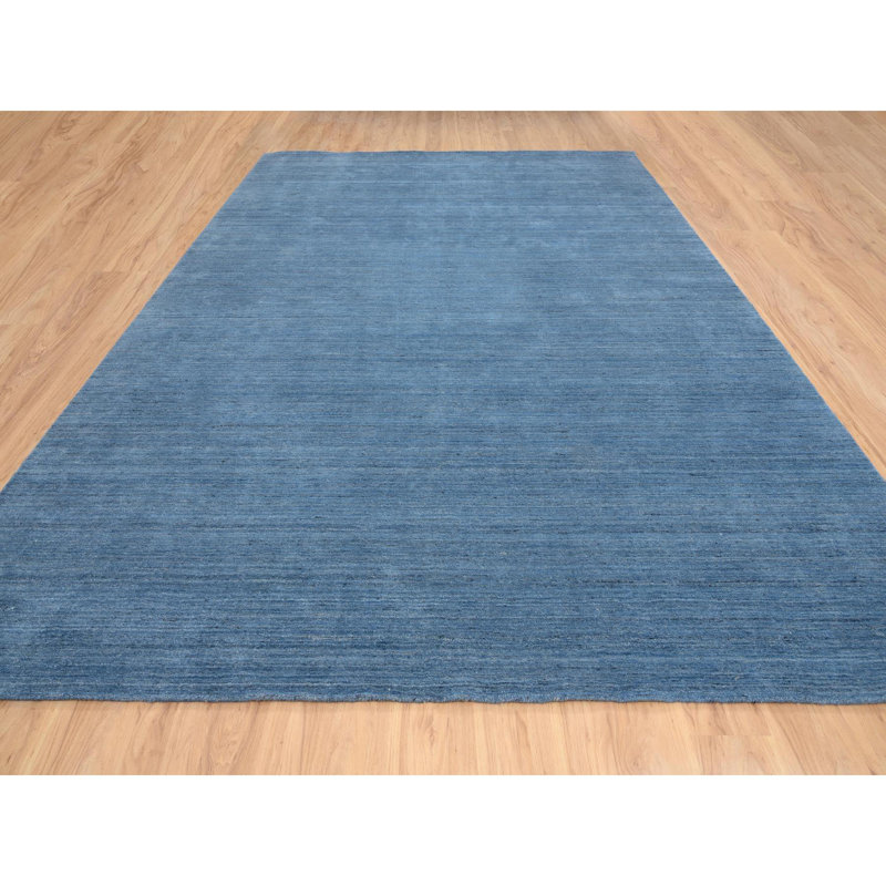 Tapis oriental tissé à la main, bleu, denim, de 10 pi x 1 po x 14 po, de style moderne, tissé à la main 744B0FC6392A478EBEC9CE729179F301