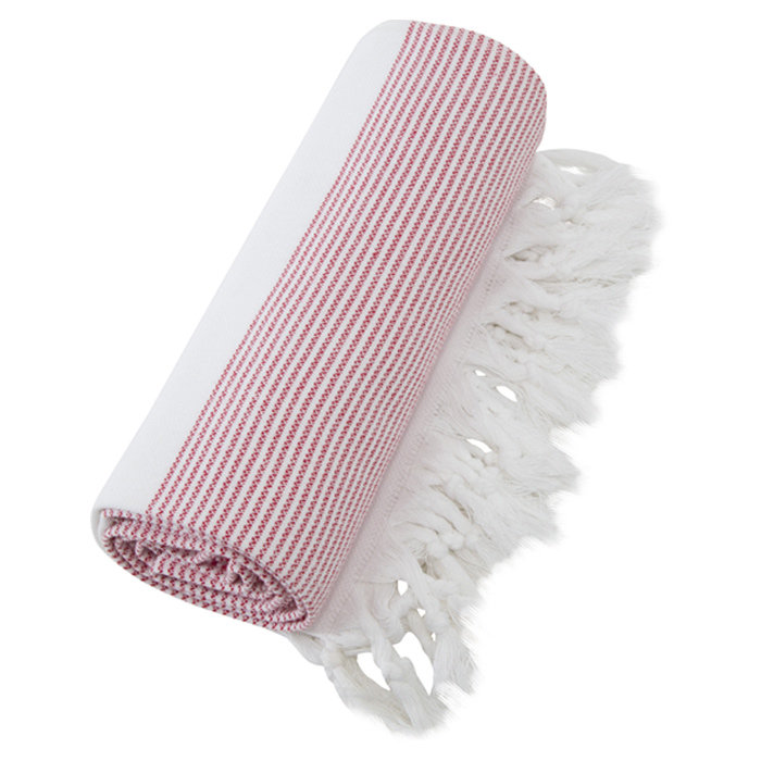 Serviette de bain rayée 100% coton pestemal / fouta, Rouge et blanc
