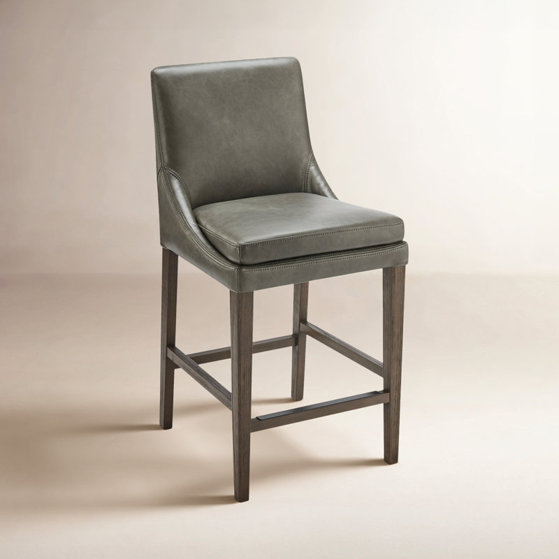 Tabourets de bar et de comptoir Niara, Similicuir ardoise Copley / brun, Tabouret de comptoir (siège d'une hauteur de 26 p