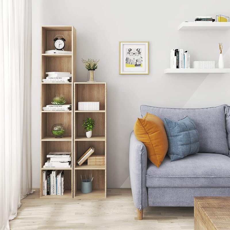 Casimir 158.5cm H x 30cm W Cube Bookcase, Oak