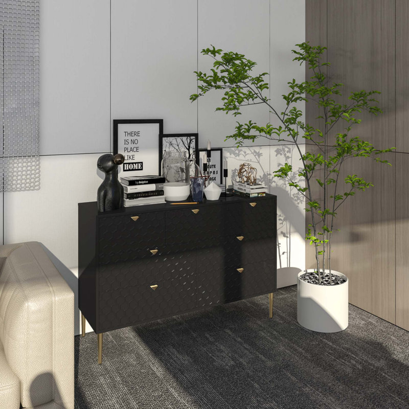 Lucreta 47.8'' W 7 - Drawer Dresser, Black