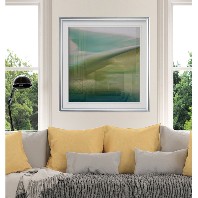 « délavé geo ii », reproduction de peinture à l’huile, H 22 po x l 22 po x P 1,5 po, Cadre argenté